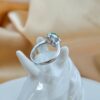 Icy Green Jade Clover Ring Sterling Silver 925 Floral Cocktail Ring - Image 6