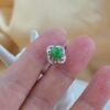 Icy Green Jade Clover Ring Sterling Silver 925 Floral Cocktail Ring - Image 8