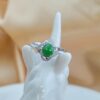 Icy Green Jade Clover Ring Sterling Silver 925 Floral Cocktail Ring