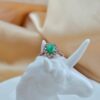 Natural Green Jade Ring Rose Gold Plated Sterling Silver Halo Style Vintage Inspired Jewelry - Image 4