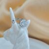 Natural White Jade Ring Sterling Silver 925 Zircon Halo Jewelry - Image 4