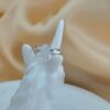 Natural White Jade Ring Sterling Silver 925, Zircon Halo Accents, Open Back Design - Image 5