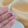 Natural White Jade Ring Sterling Silver 925, Zircon Halo Accents, Open Back Design - Image 8