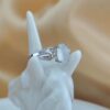 Natural White Jade Ring Sterling Silver 925, Zircon Halo Accents, Open Back Design - Image 6