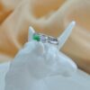 Natural Green Jade Adjustable Ring S925 Sterling Silver Open Band Ring Minimalist Jade Jewelry Gift for Her Handmade Gemstone Ring - Image 3