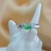 Natural Green Jade Adjustable Ring S925 Sterling Silver Open Band Ring Minimalist Jade Jewelry Gift for Her Handmade Gemstone Ring - Image 2
