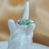 Natural Green Jade Adjustable Ring S925 Sterling Silver Open Band Ring Minimalist Jade Jewelry Gift for Her Handmade Gemstone Ring