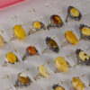Natural amber ring with an open back, silver-plated vintage style AMBER012 - Image 2