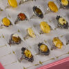 Natural amber ring with an open back, silver-plated vintage style AMBER012 - Image 3